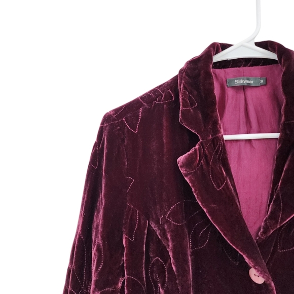 Silkwear Vintage Women's Silk Blend Velvet Button Front Jacket - M - Picture 2 of 7
